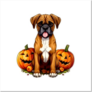 Boxer Dog inside Pumpkin #1 Posters and Art